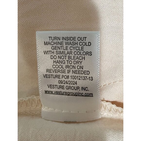 Chenault Womens XL Beige Long Sleeve Button-Up Blouse With Smocked Cuffs - Picture 10 of 12